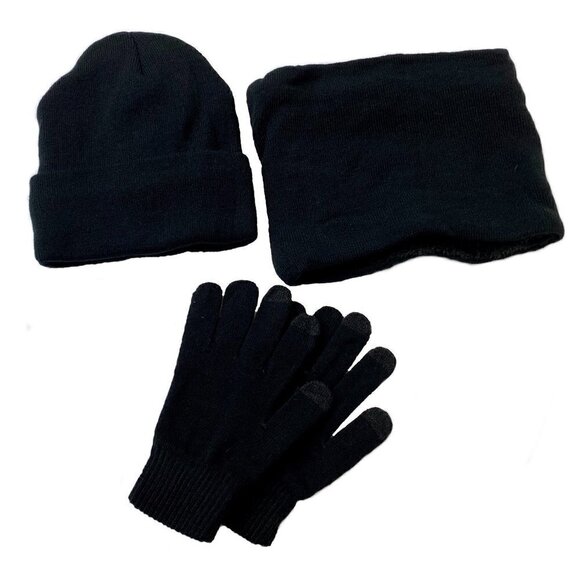 Unisex Winter Beanie, Scarf and Hat set in Black - Picture 1 of 4